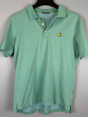 Bobby Jones Masters Logo Golf Polo Shirt Mens M Green 100% Cotton Made In Italy